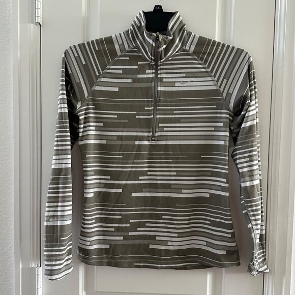 Nike Womens Dri-FIT Striped Half-Zip Pullover Long Sleeve Top - Picture 1 of 11
